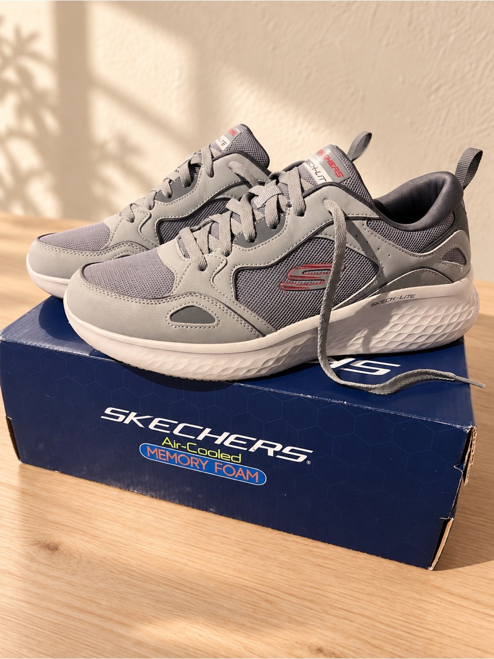 Skechers Skech-Lite Air-Cooled Mens | Size 11 Gray Memory Foam Walking Sneakers